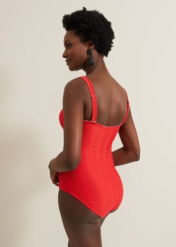 Phase Eight Textured Plain Ring Detail Swimwear Red USA | 9301862-BI